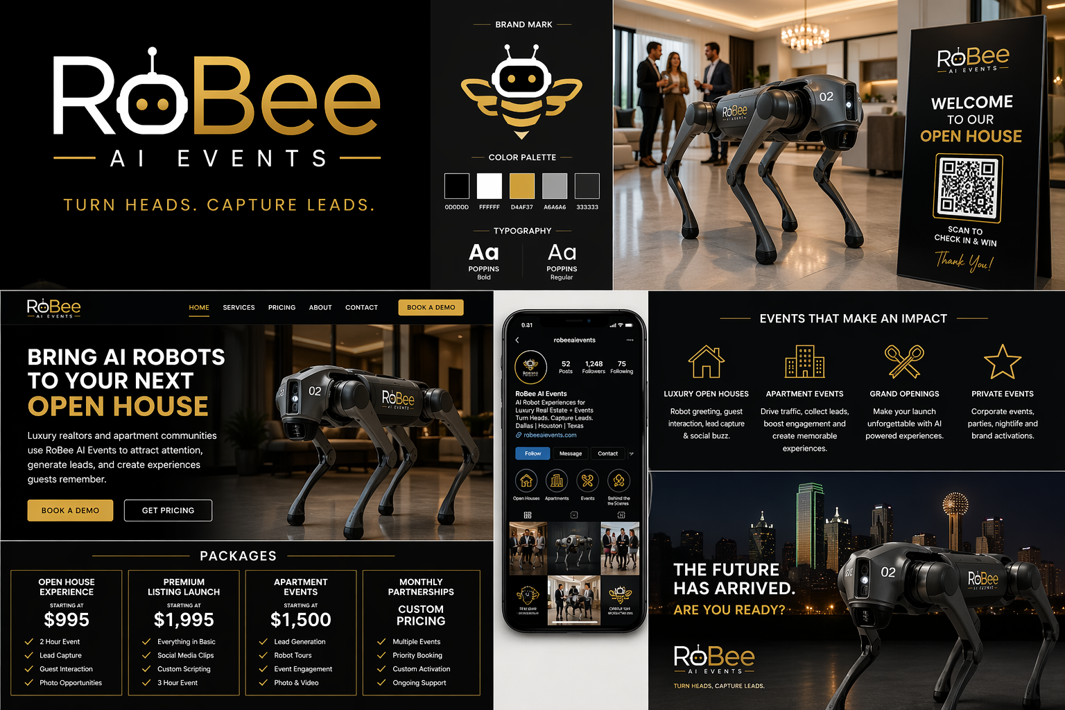 RoBee AI Events branding board